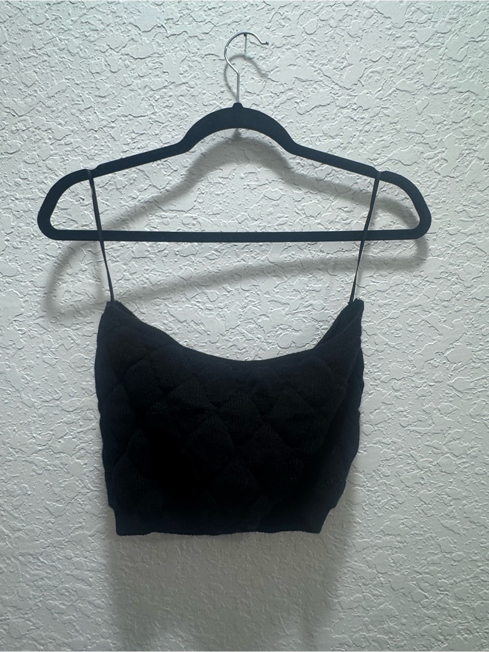 Top shop Black Quilted Knit Spaghetti Strap Crop Top